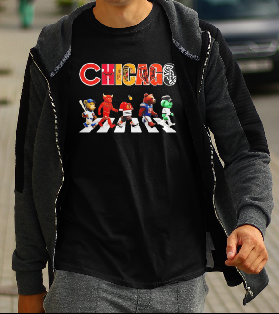 Chicago Bulls Blackhawks Bears White Sox Cubs Abbey Road Streetxty T-Shirt