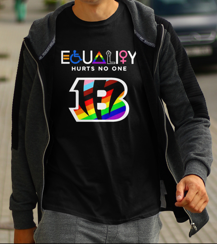 Cincinnati Bengals Equality Symbol Rainbow Hurts No One T-Shirt