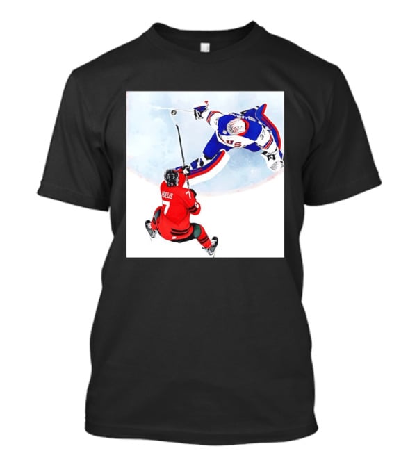 Connor Hellebuyck USA Goalie Save Hockey Match T-Shirt
