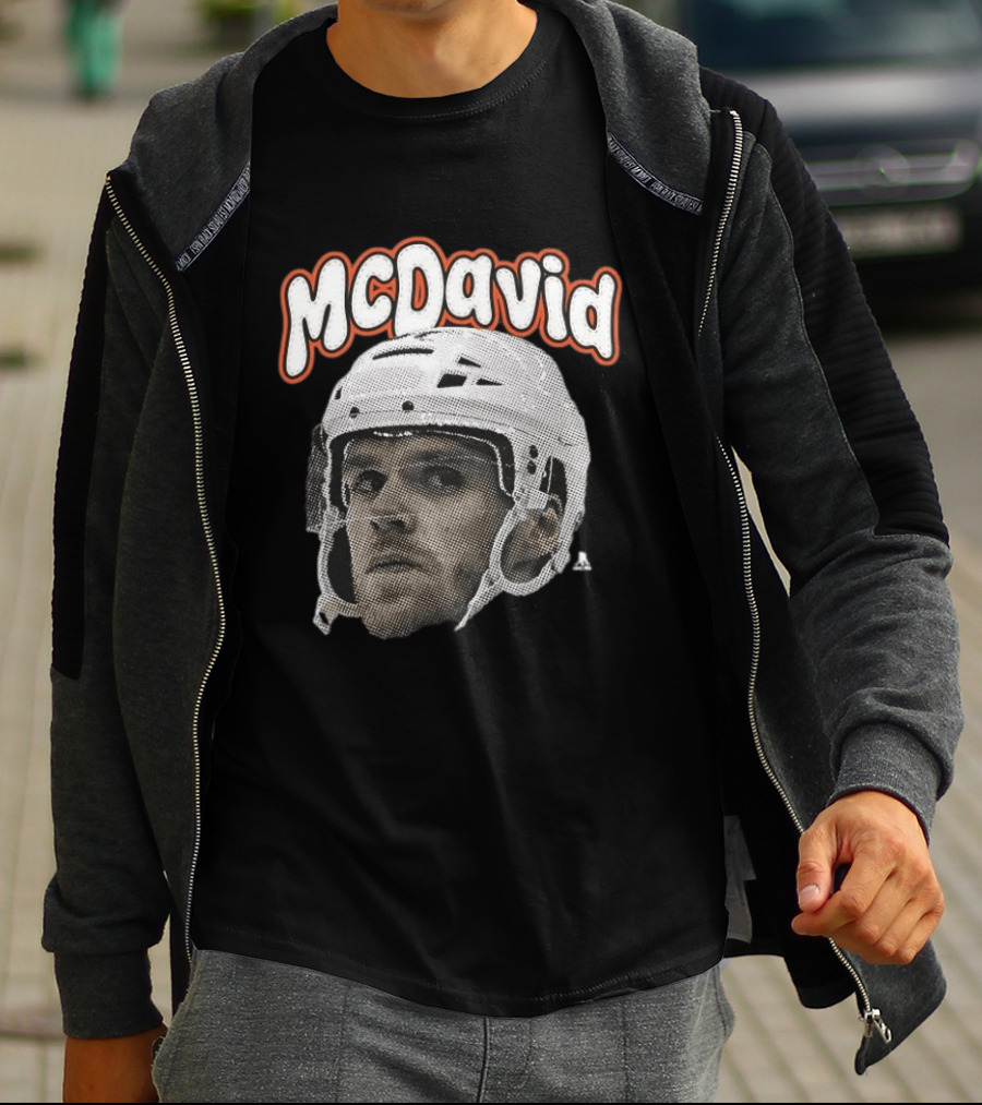 Connor McDavid Edmonton Oilers Hockey Big Face Bold Text NHL Fan T-Shirt