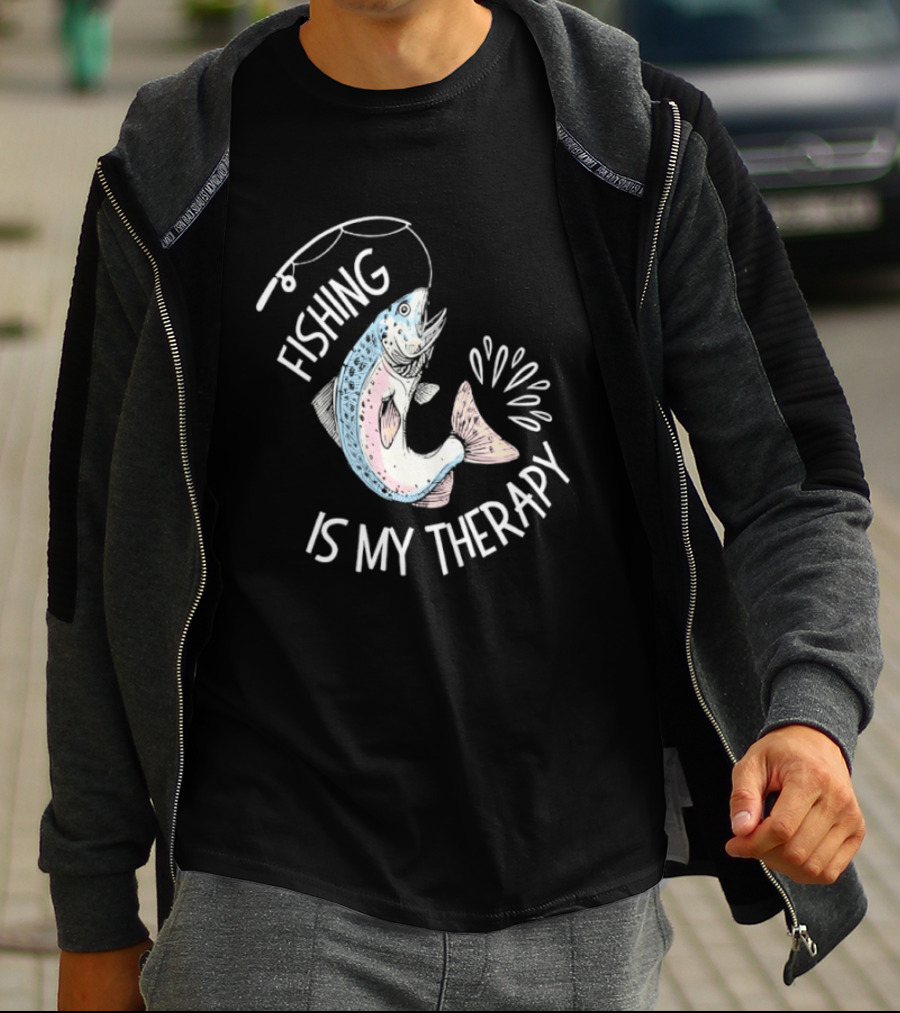 Fishing Is My Therapy Rainbow Trout Splash T-Shirt