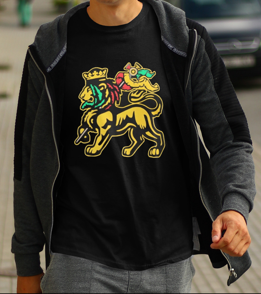 Conquering Lion Of Judah Rastafarian Flag T-Shirt