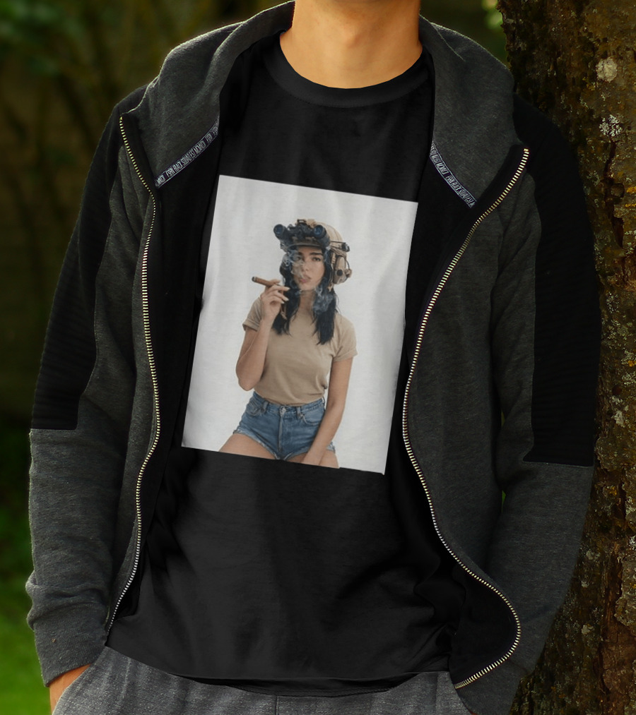 D Lipa Smoking Cigar Night Vision Helmet Aesthetic T-Shirt