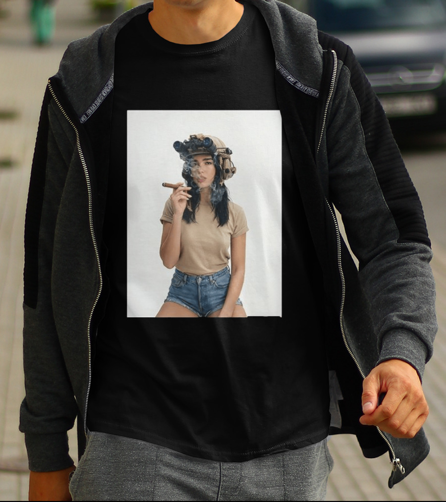 D Lipa Smoking Cigar Night Vision Helmet Aesthetic T-Shirt