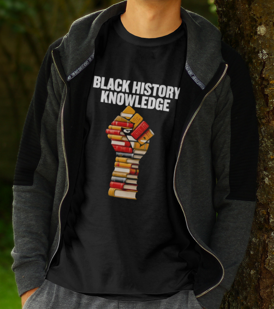 Black History Knowledge Fist Made Of Books Empowerment T-Shirt