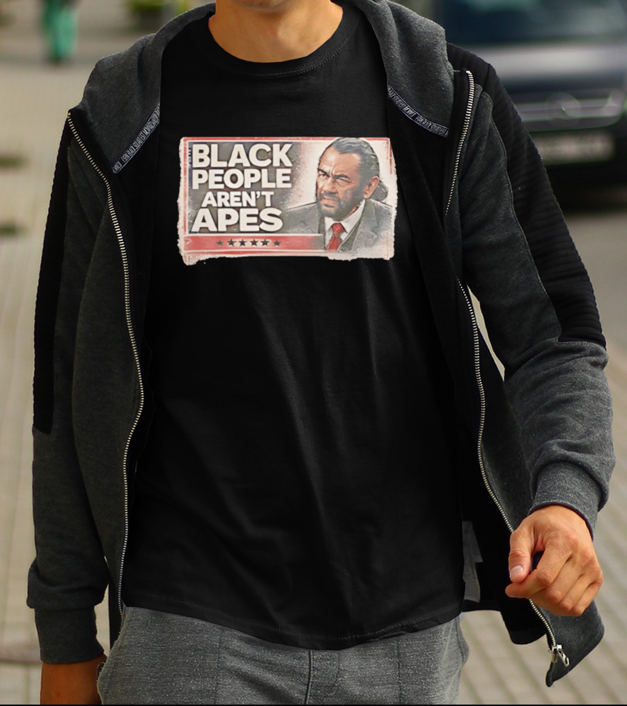 BLACK PEOPLE AREN'T APES Image Of Man In Suit And Tie With Stars T-Shirt