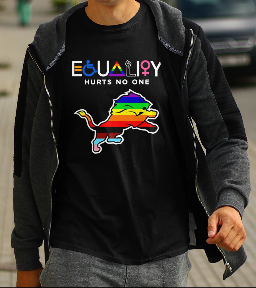 Detroit Lions Equality Rainbow Lion Hurts No One T-Shirt