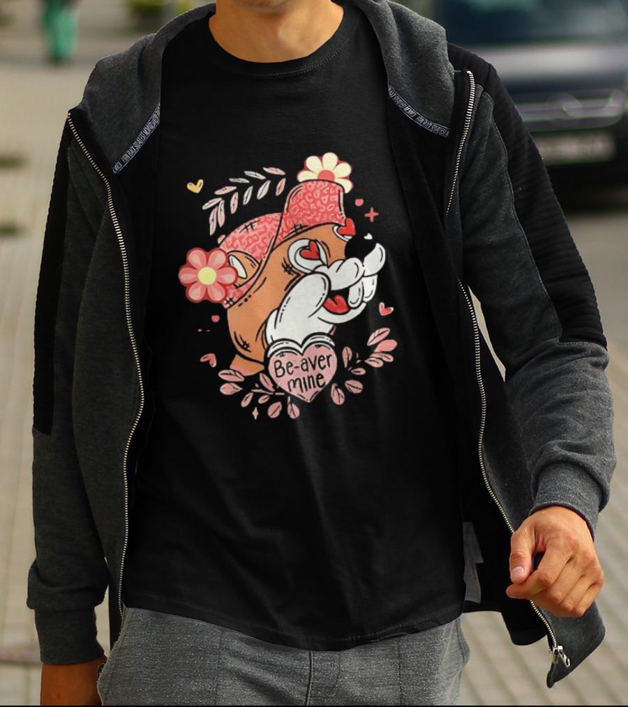 Buc Ee's Beaver Be Mine Valentine's Day Flowers Hearts T-Shirt