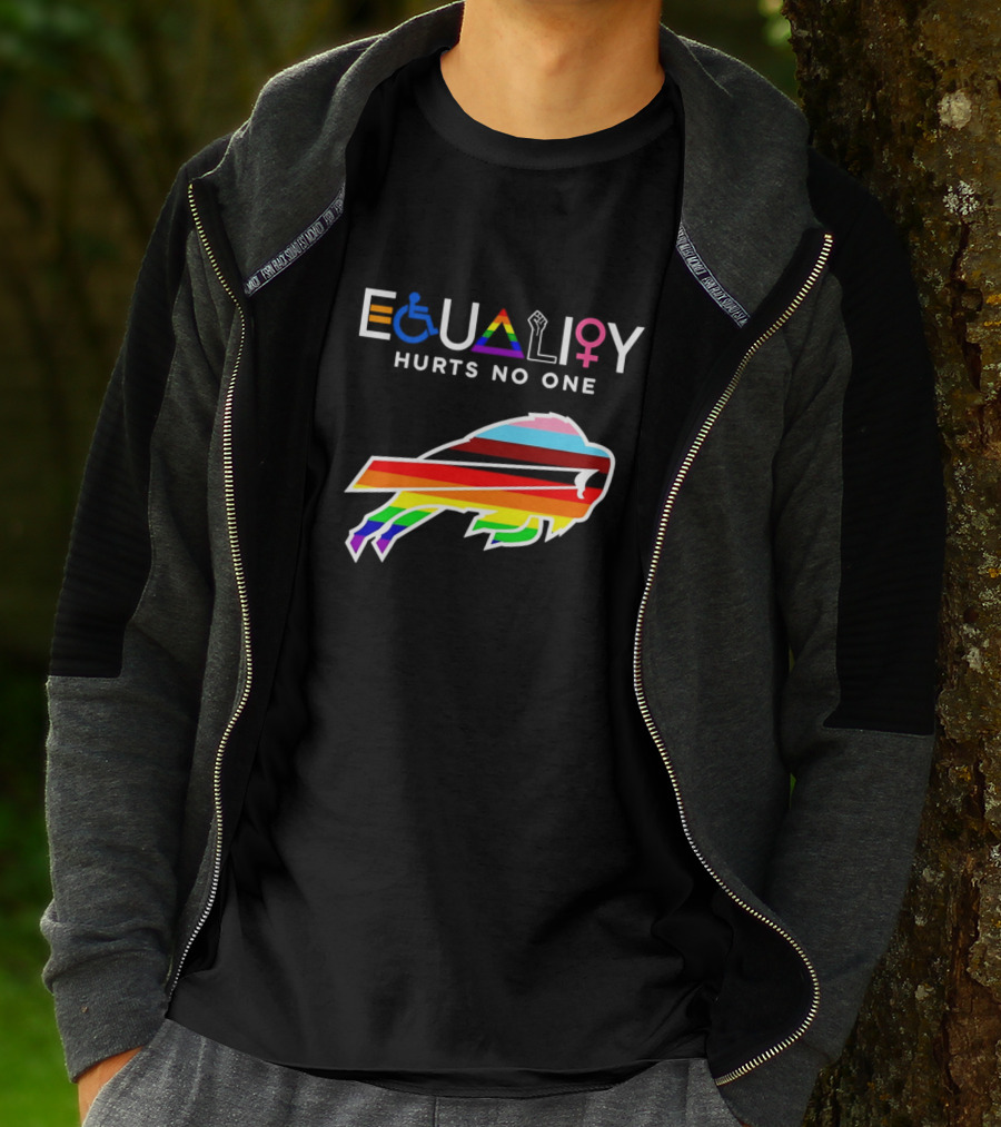 Buffalo Bills Equality Hurts No One Inclusivity Symbol With Rainbow Pride T-Shirt