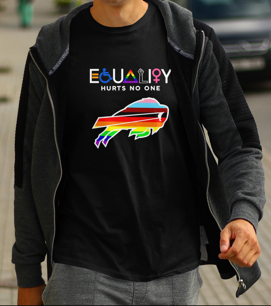 Buffalo Bills Equality Hurts No One Inclusivity Symbol With Rainbow Pride T-Shirt