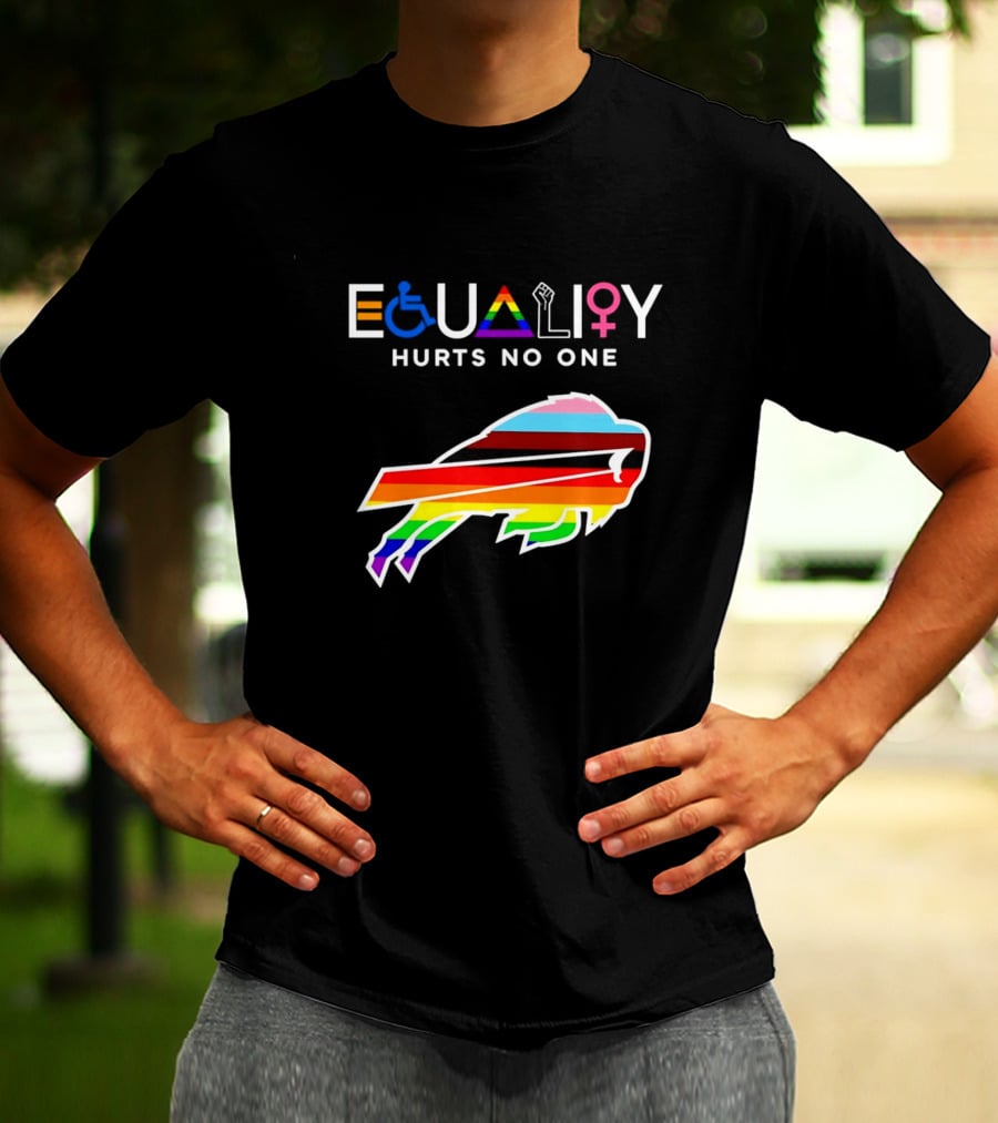 Buffalo Bills Equality Hurts No One Inclusivity Symbol With Rainbow Pride T-Shirt