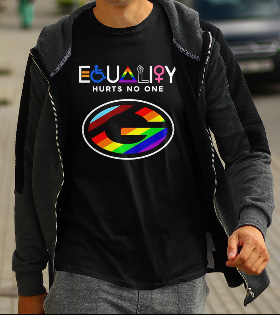 EQUALITY HURTS NO ONE Green Bay Packers Rainbow T-Shirt