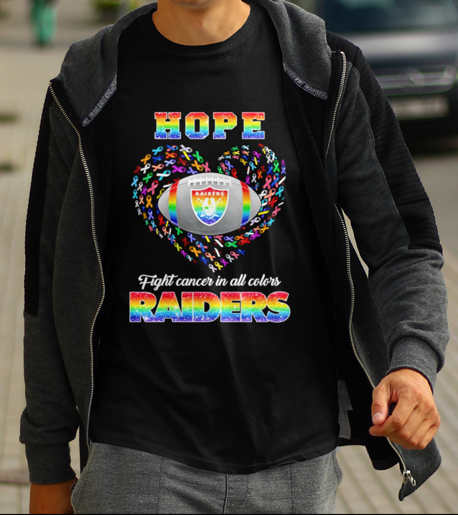 Las Vegas Raiders Hope Fight Cancer In All Colors Rainbow T-Shirt