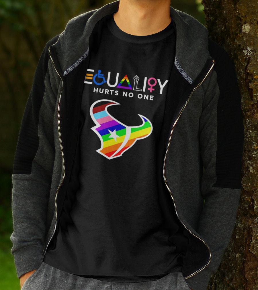 Houston Texans Equality Rainbow Logo Hurts No One T-Shirt