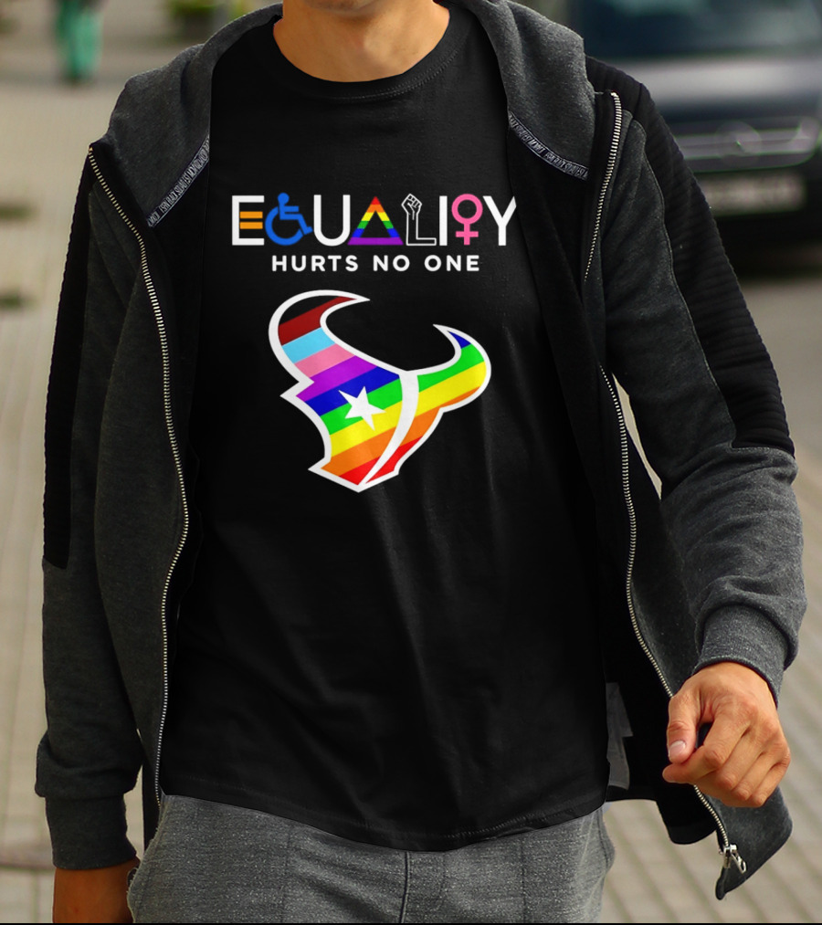 Houston Texans Equality Rainbow Logo Hurts No One T-Shirt