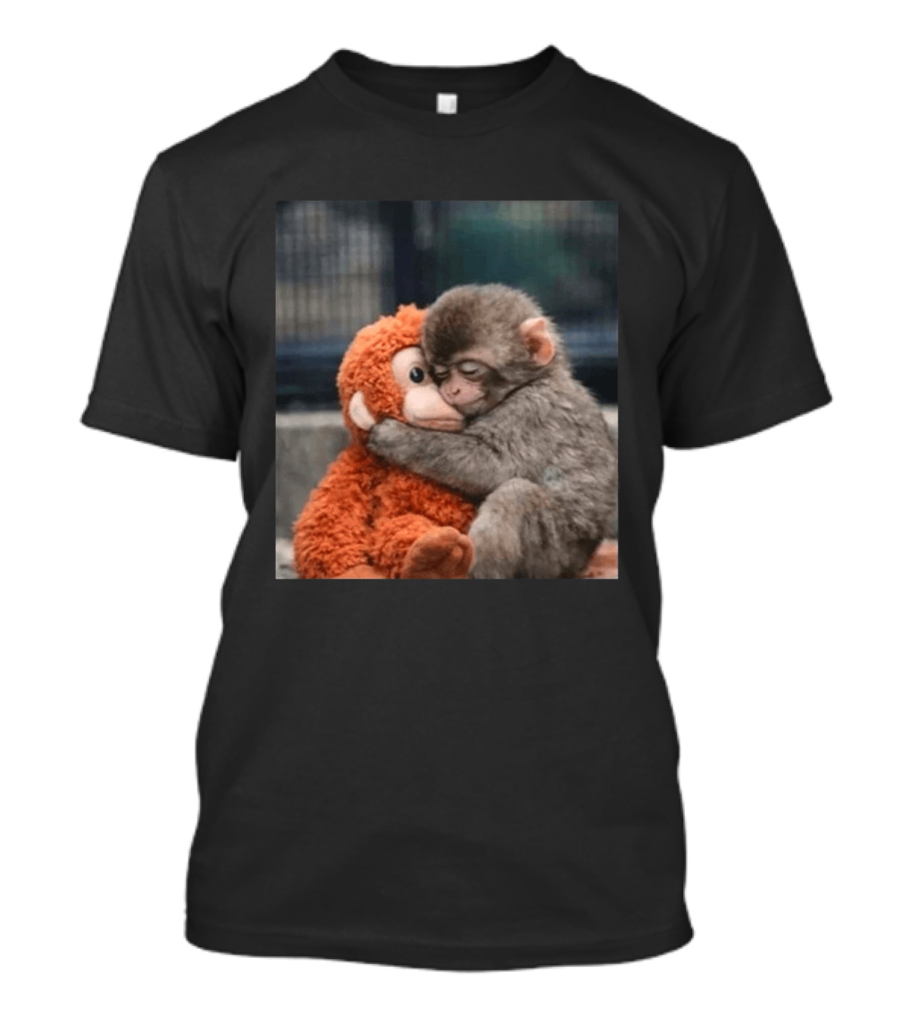 Ichikawa Zoo Punch Monkey Hugging Stuffed Toy Image T-Shirt
