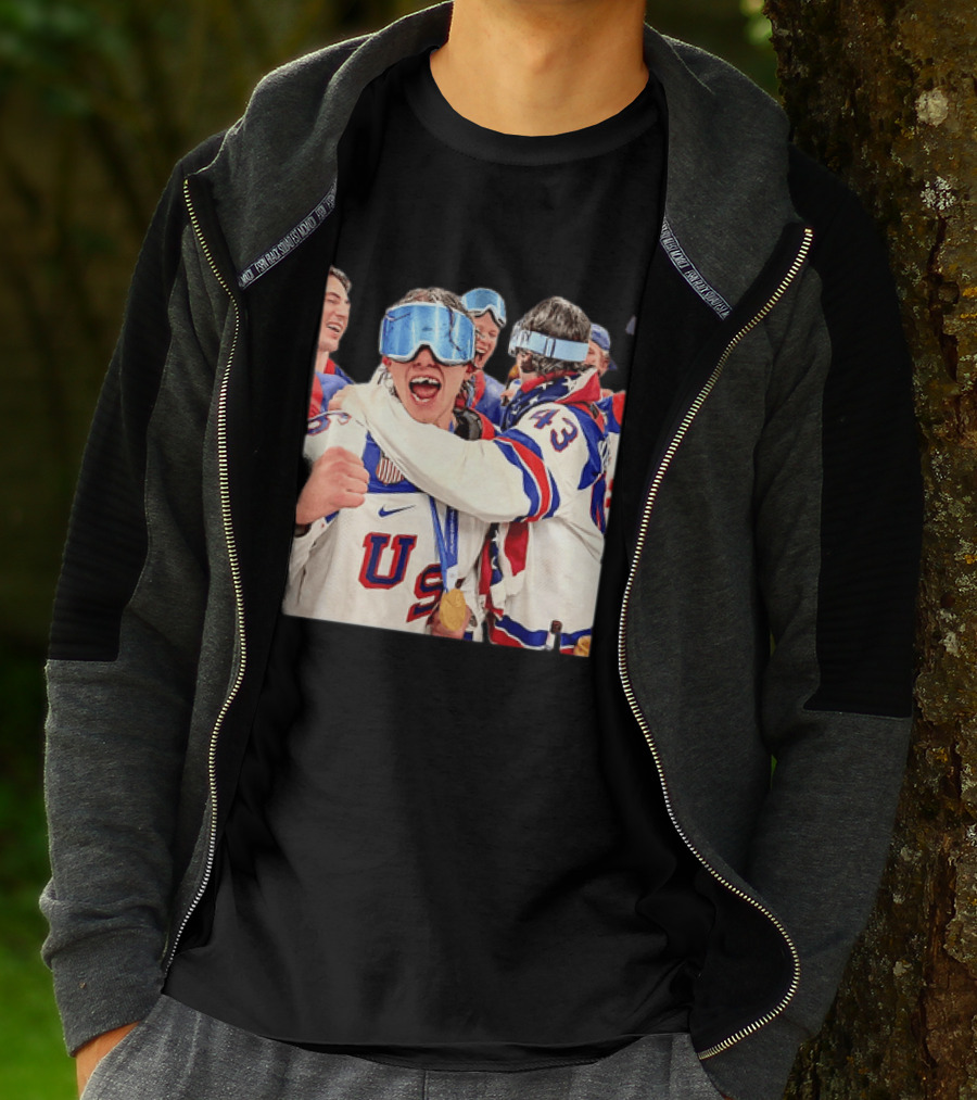 USA Hockey Gold Medal Celebration Jack Hughes Team USA 2026 T-Shirt