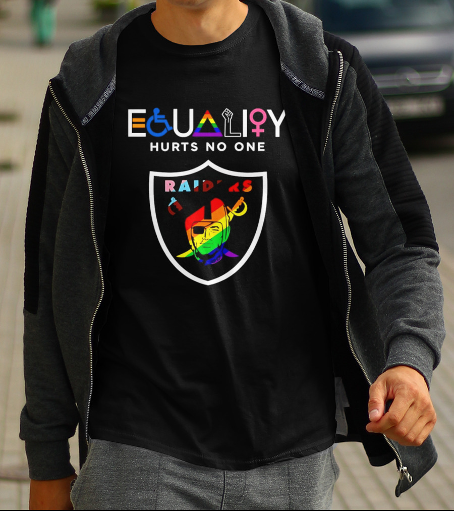 Las Vegas Raiders Equality Rainbow Symbol Hurts No One T-Shirt