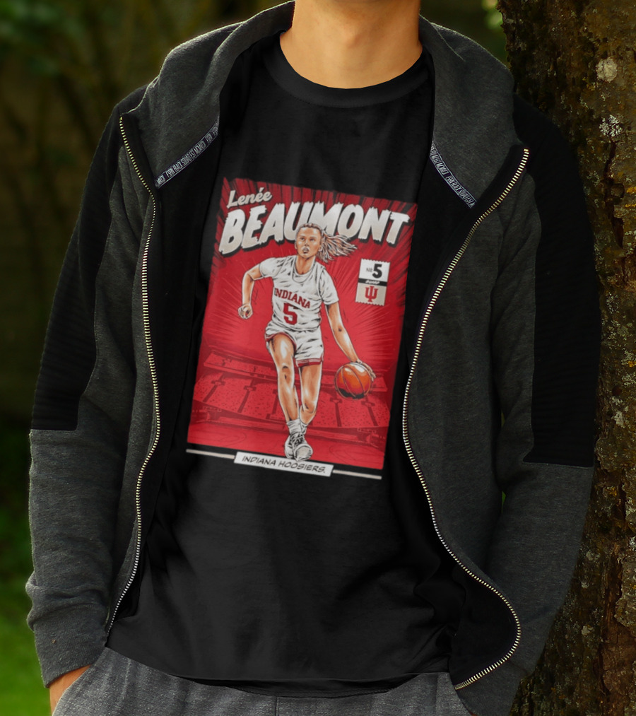 Lenée Beaumont Indiana Hoosiers No 5 Comic Basketball Athlete T-Shirt