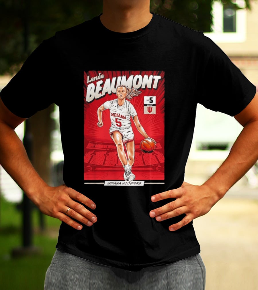 Lenée Beaumont Indiana Hoosiers No 5 Comic Basketball Athlete T-Shirt