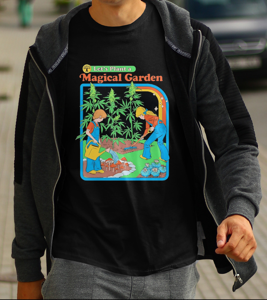 Let's Plant A Magical Garden Children Steven Rhodes Retro Gardening Adventure T-Shirt