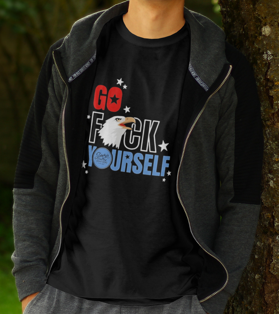 Jimmys Famous Seafood Go F Yourself Bald Eagle Stars T-Shirt