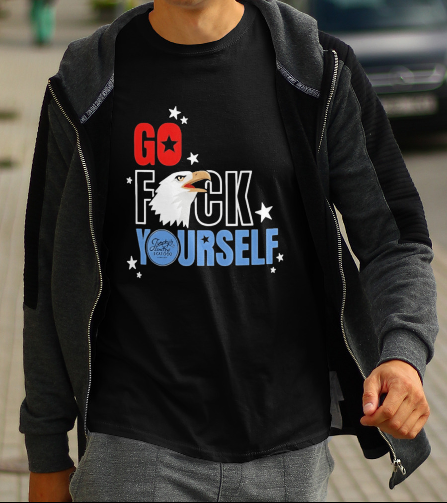 Jimmys Famous Seafood Go F Yourself Bald Eagle Stars T-Shirt
