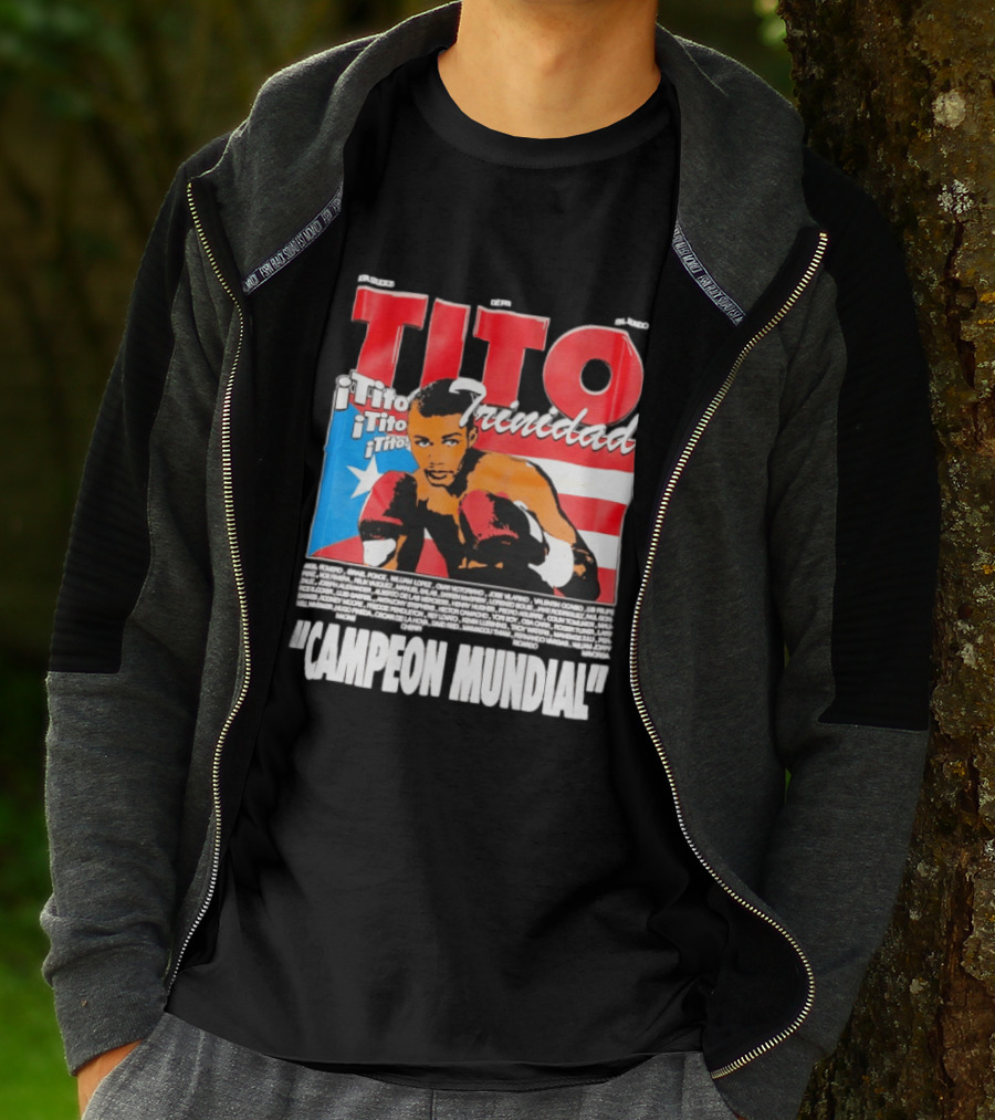 Tito Trinidad Campeon Mundial Puerto Rican Flag Boxing Legend T-Shirt