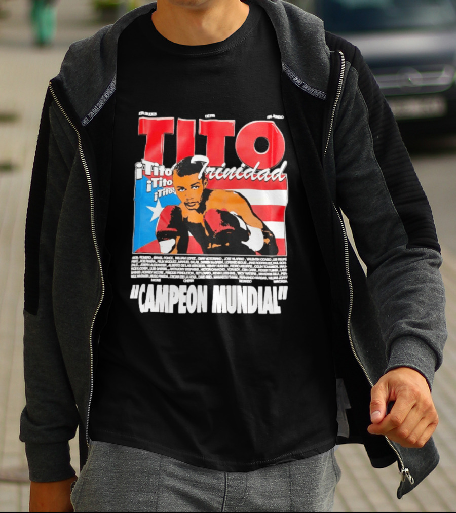 Tito Trinidad Campeon Mundial Puerto Rican Flag Boxing Legend T-Shirt