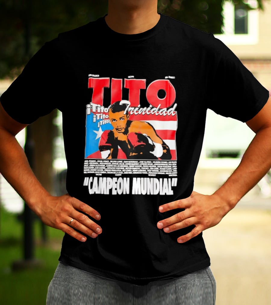 Tito Trinidad Campeon Mundial Puerto Rican Flag Boxing Legend T-Shirt