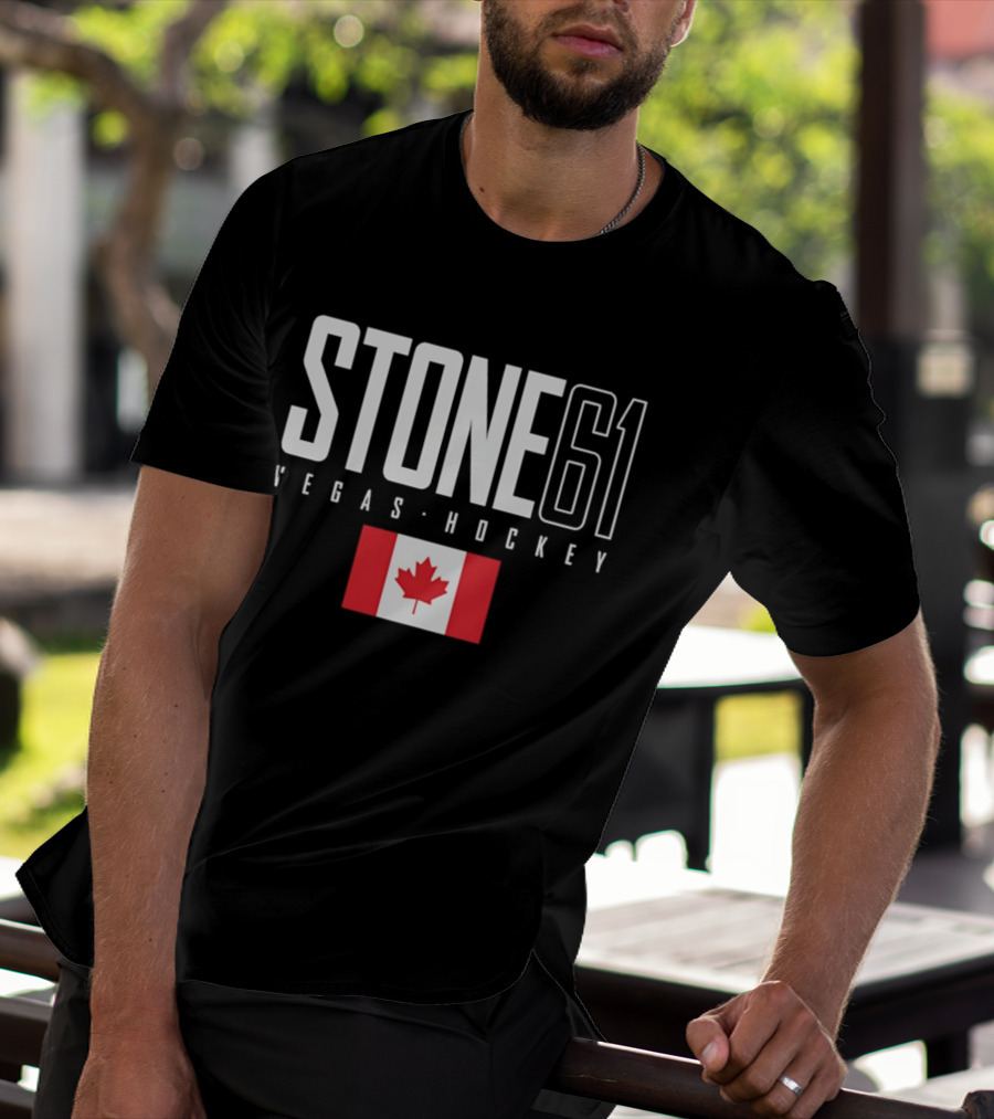 Vegas Hockey Stone 61 Canada Flag T-Shirt