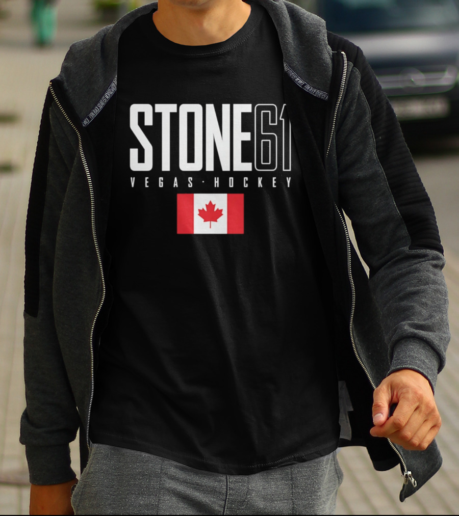 Vegas Hockey Stone 61 Canada Flag T-Shirt