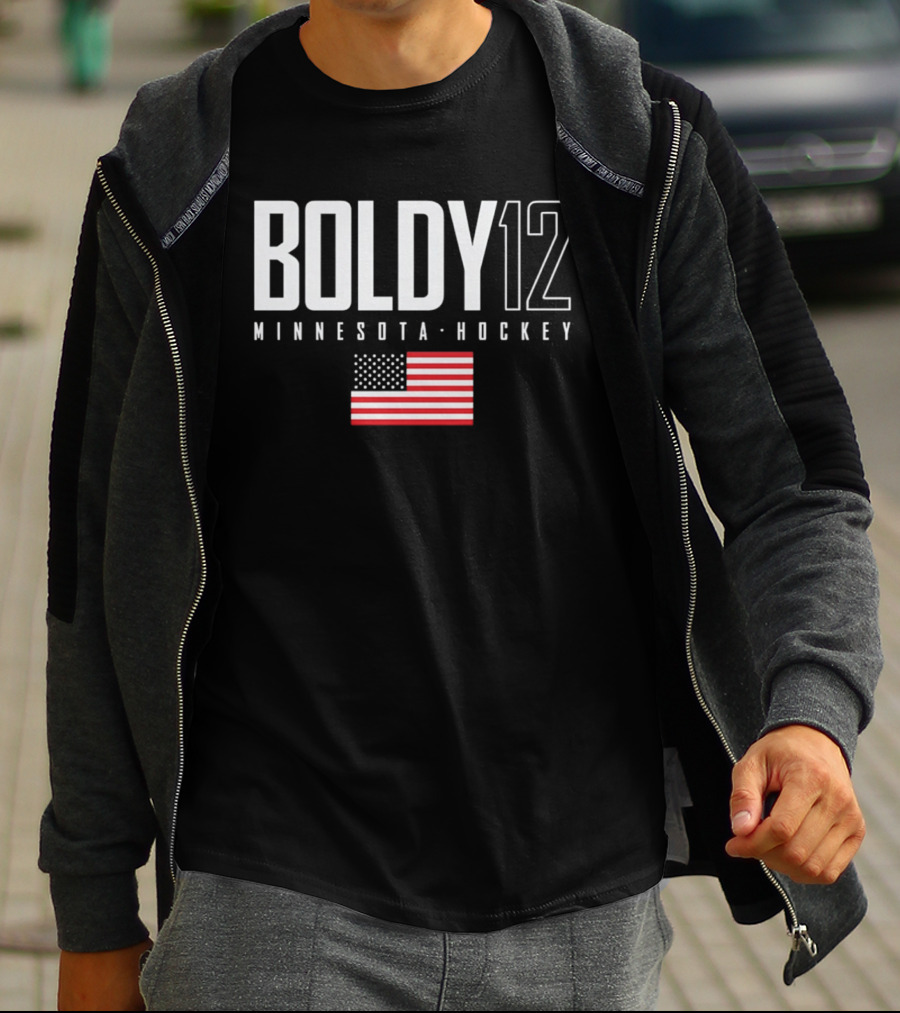 BOLDY 12 Minnesota Hockey USA Flag T-Shirt