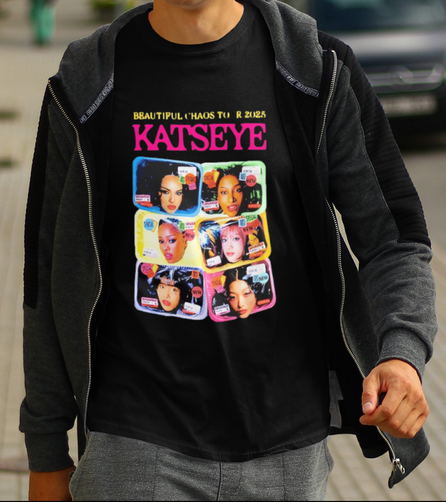Beautiful Chaos Tour 2025 Katseye Selfie Expressive Portraits 90s Pop T-Shirt