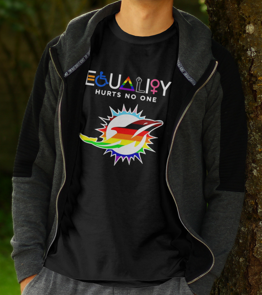 Miami Dolphins Equality Hurts No One Rainbow Pride T-Shirt