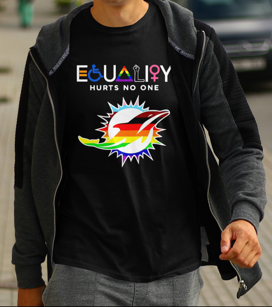 Miami Dolphins Equality Hurts No One Rainbow Pride T-Shirt
