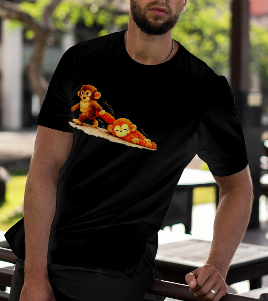 Monkey Baby Pulling Sleeping Monkey Meme T-Shirt