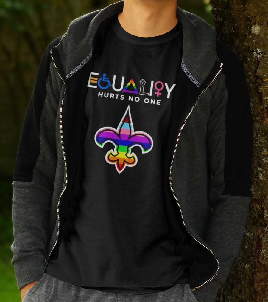 New Orleans Saints Equality Hurts No One Inclusive Pride Fleur De Lis T-Shirt