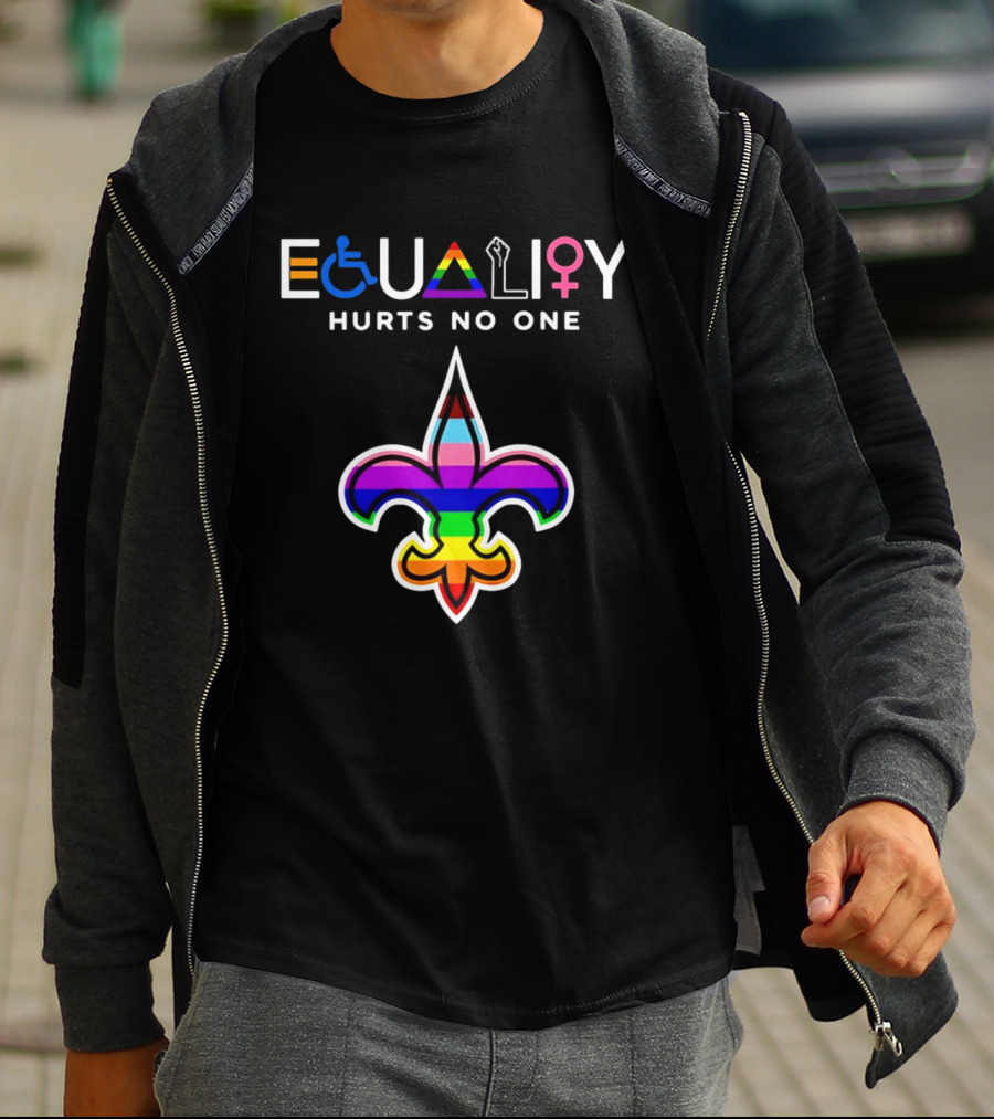 New Orleans Saints Equality Hurts No One Inclusive Pride Fleur De Lis T-Shirt