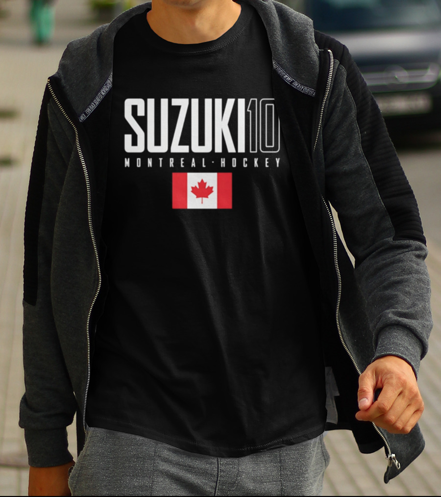 Montreal Hockey Suzuki 10 Canada Flag T-Shirt