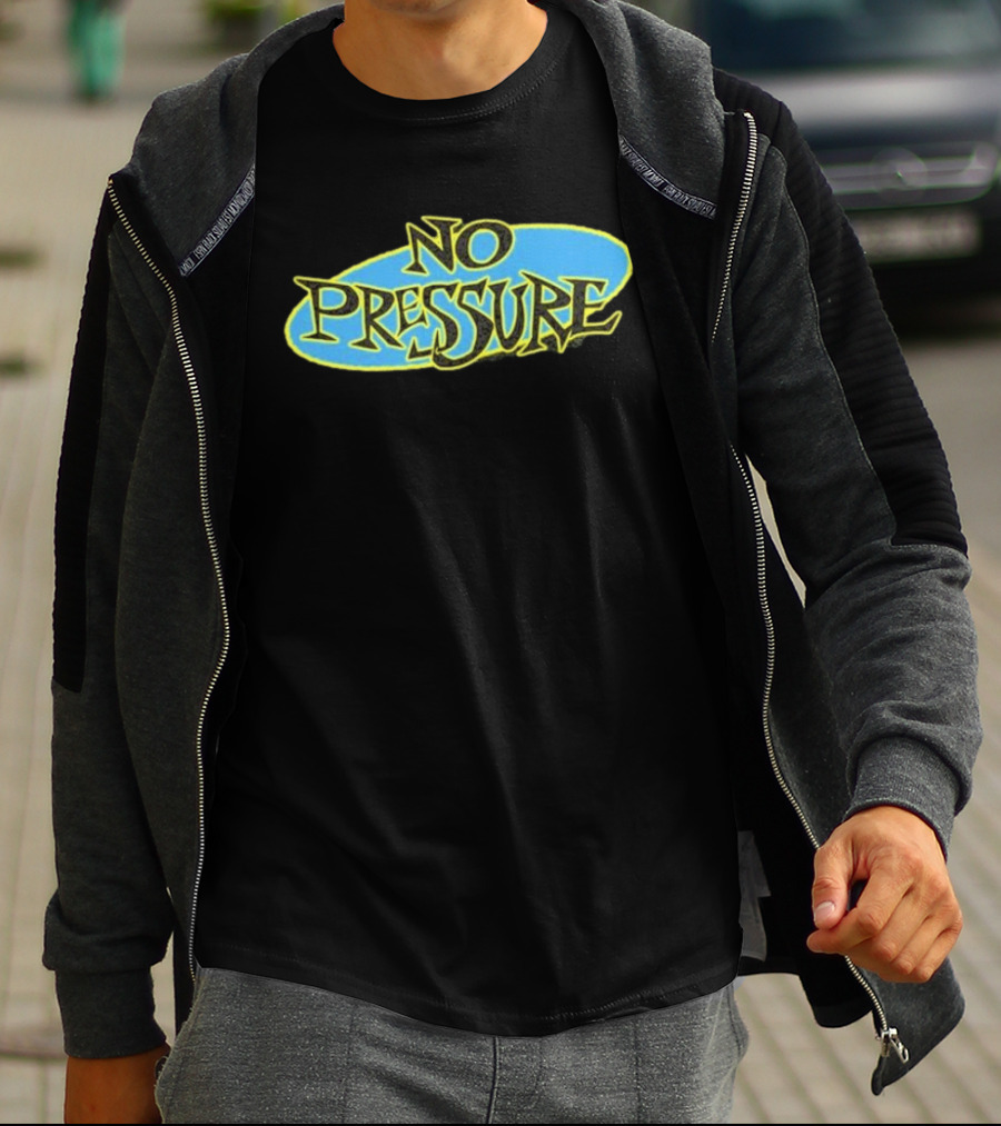 Retro Text Style No Pressure Blue Yellow T-Shirt