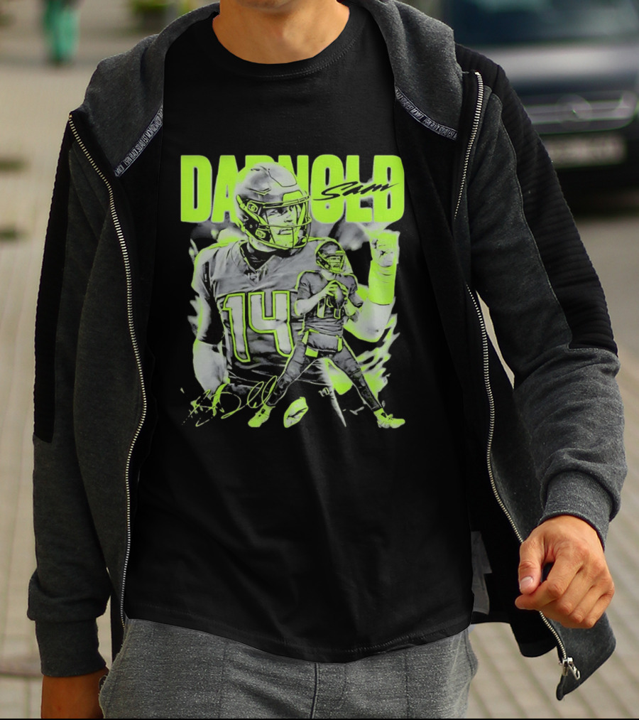 Sam Darnold Seattle Number 14 Neon Sports T-Shirt