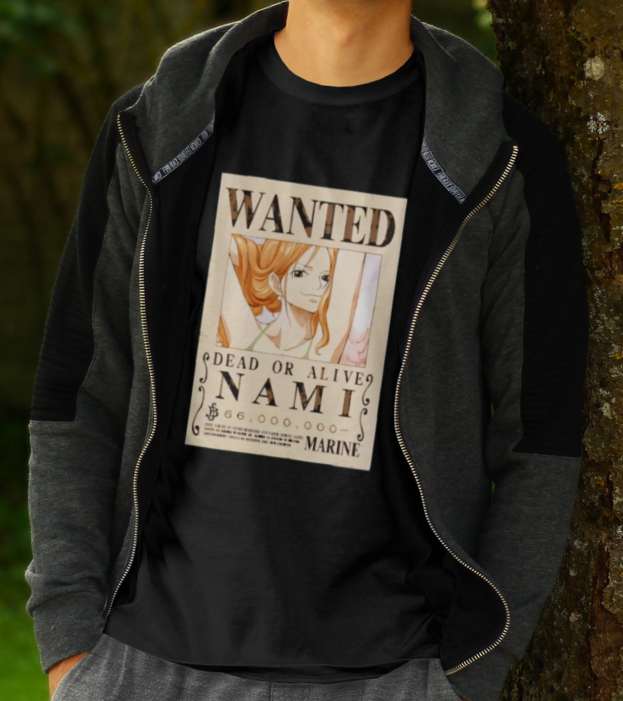 WANTED Dead Or Alive Nami 66,000,000 Beli One Piece Marine T-Shirt