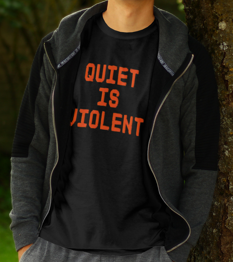QUIET IS VIOLENT Orange Textual T-Shirt