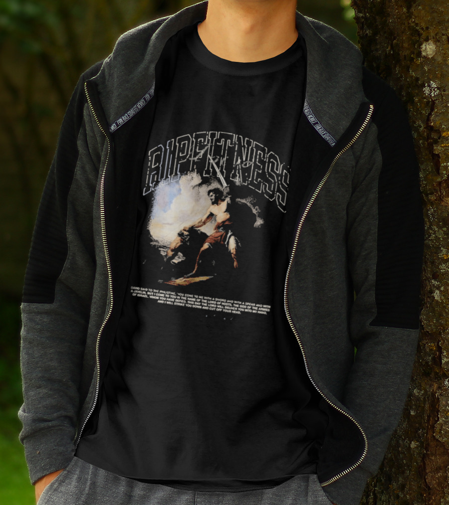 R1pfitness David The Shepherd King Michelangelo Biblical Warrior T-Shirt