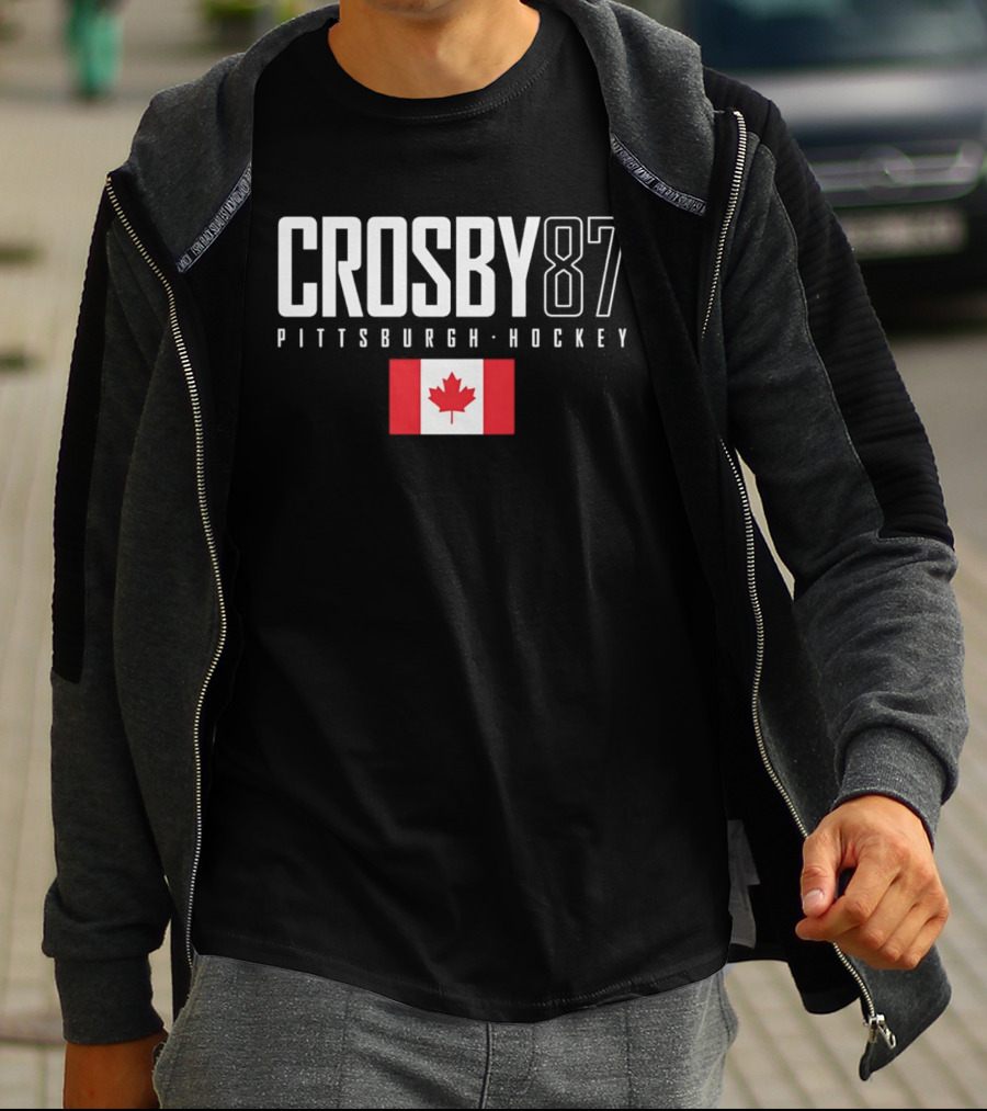 Crosby 87 Pittsburgh Hockey Canada Flag T-Shirt