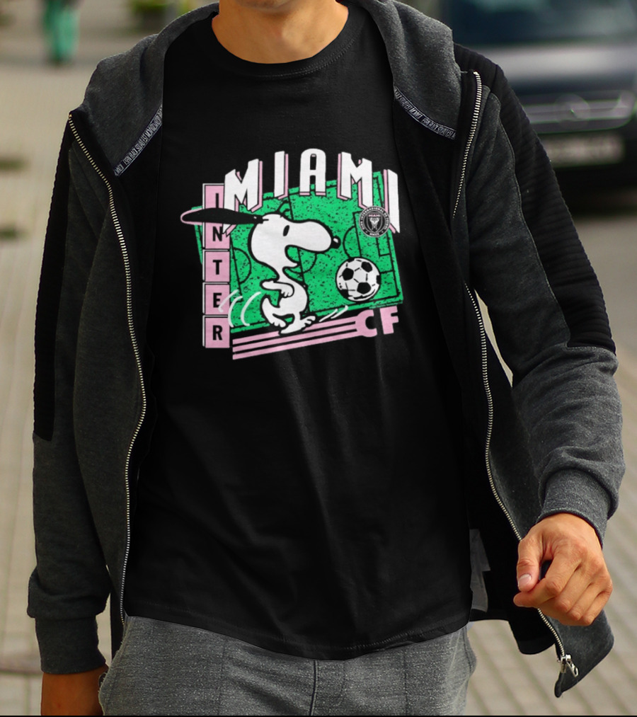 Inter Miami CF Snoopy Soccer Peanuts Collaboration T-Shirt