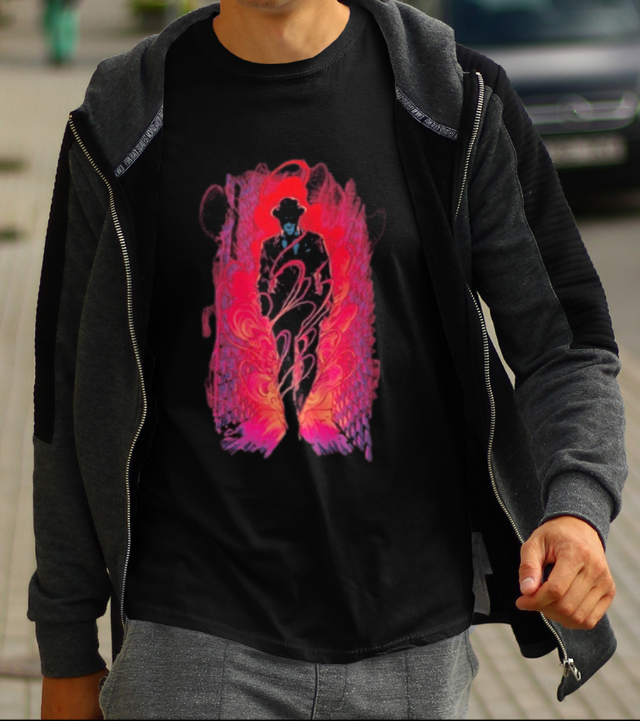 SmallAnt Alleyway Vibrant Silhouette With Swirling Neon T-Shirt