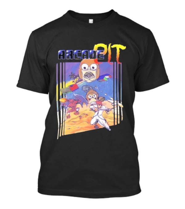 Arcade Pit Smight X Contra Characters And Cartoon Face Beach Scene T-Shirt