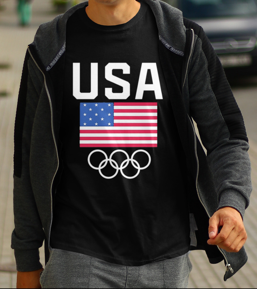 USA Flag Olympic Rings Team USA T-Shirt